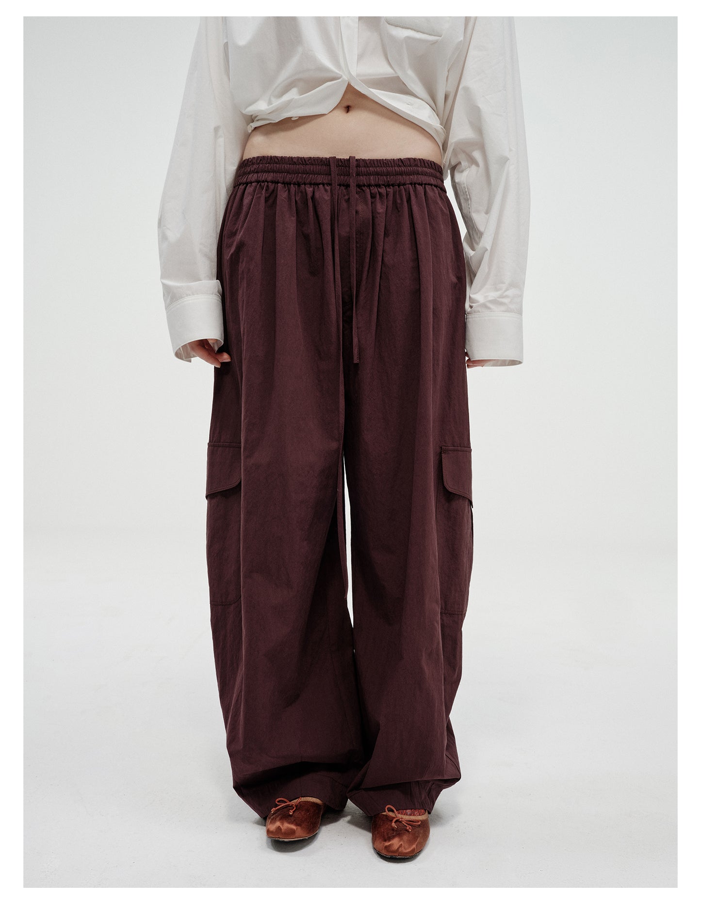 Wide leg loose fit casual cargo pants