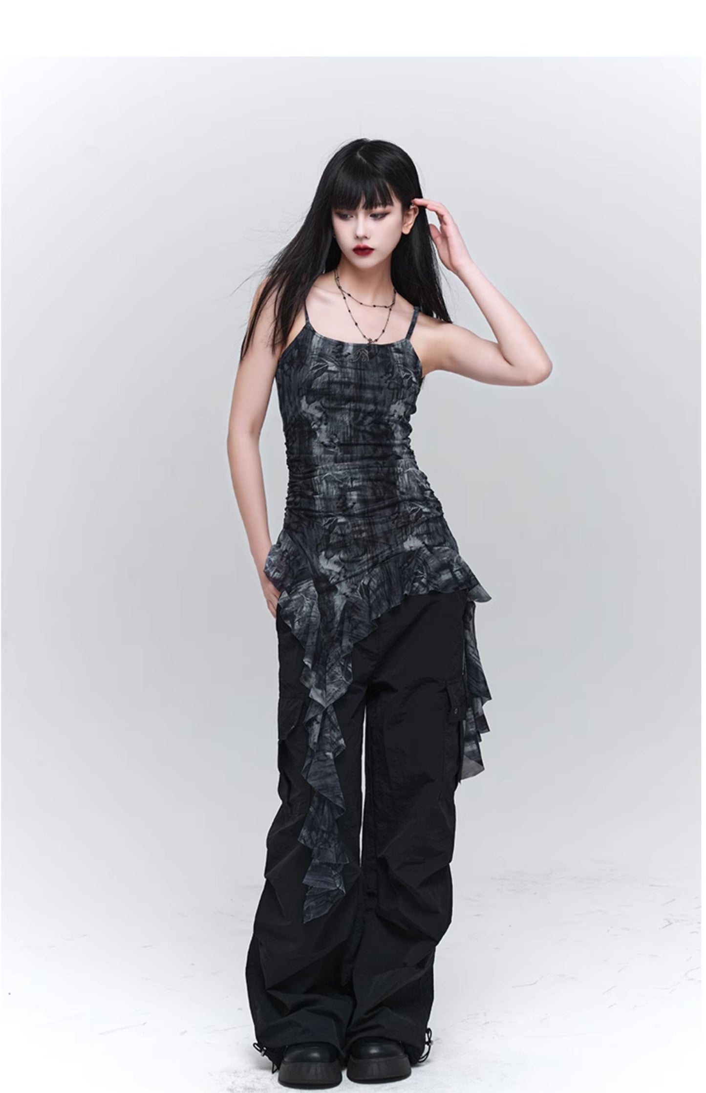 High-end design ruffled camisole