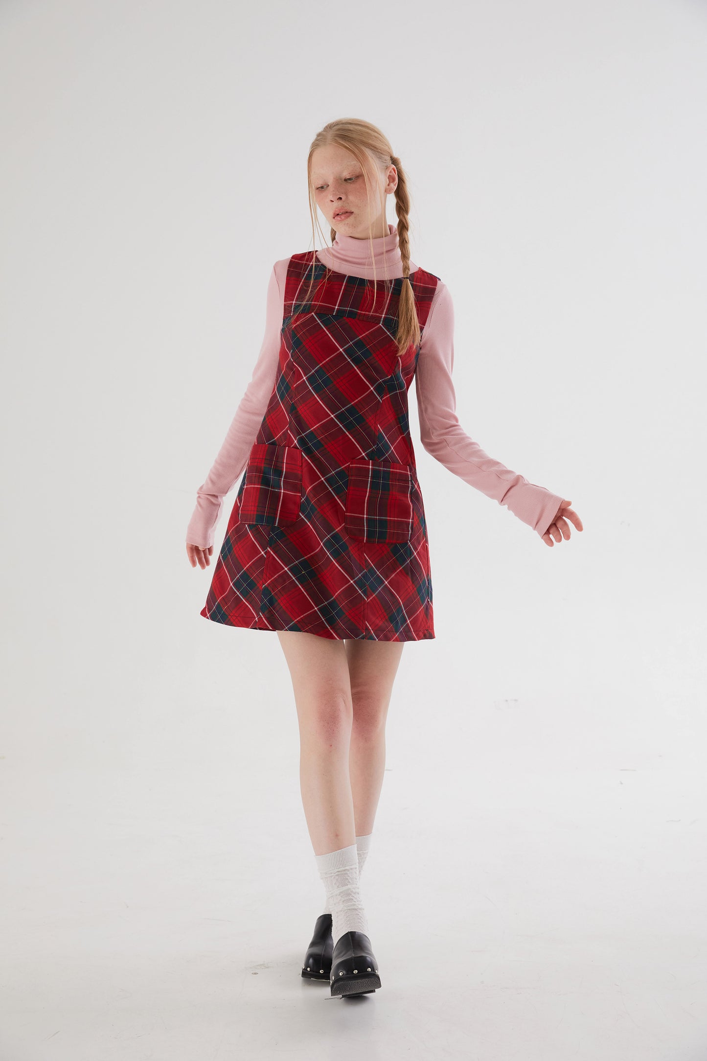 Girly Plaid A-line Vest Dress