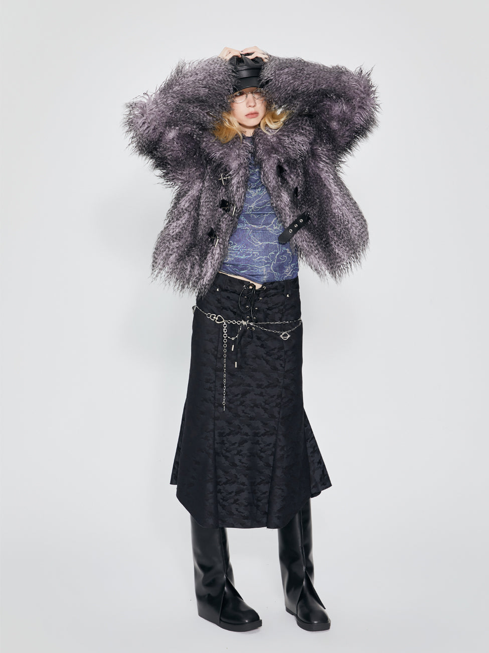 Retro short length fur coat jacket