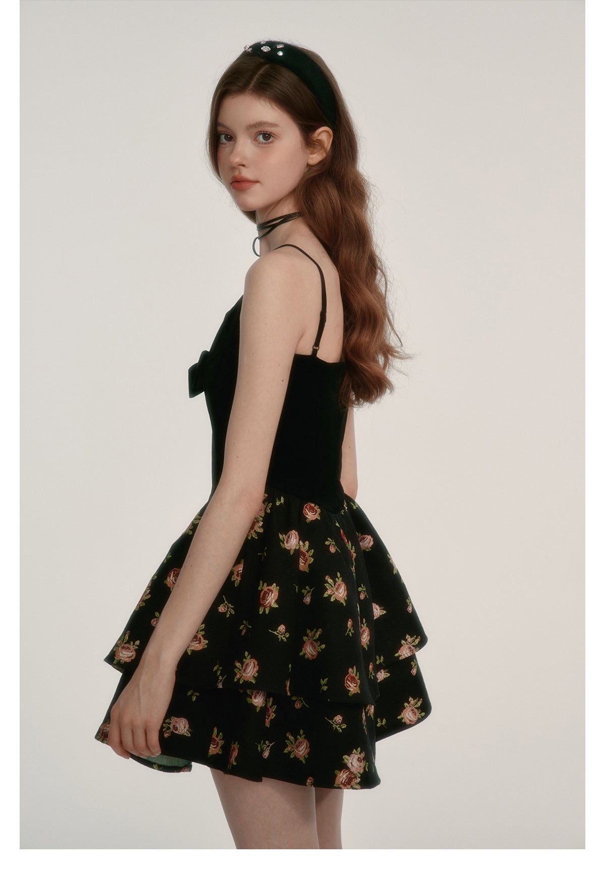 Retro skirt suspender dress