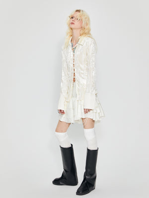 V-Neck Lace Slim Shirt Blouse