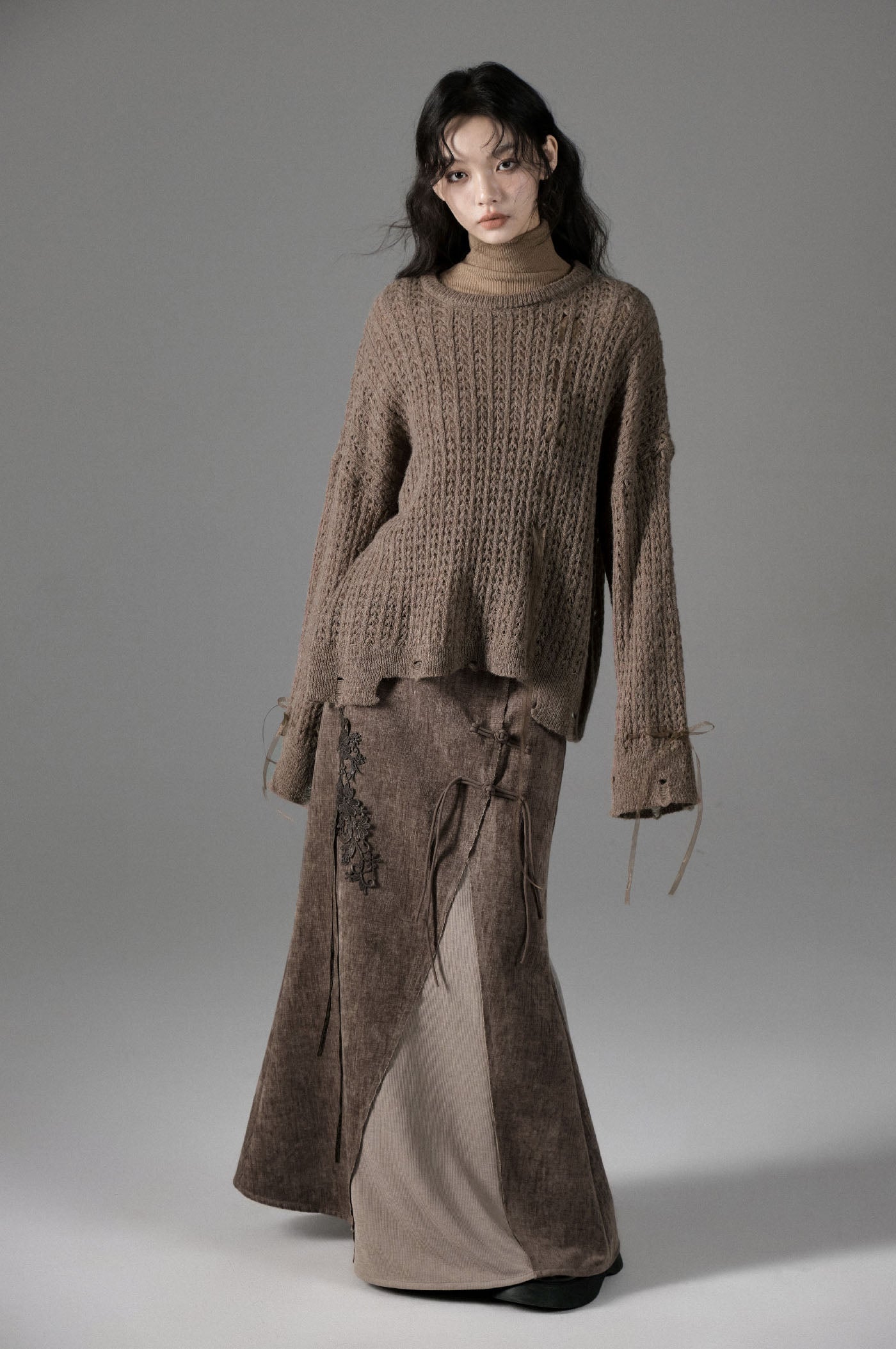 Mountain Smoke Mohair Perforated Loose Sweater