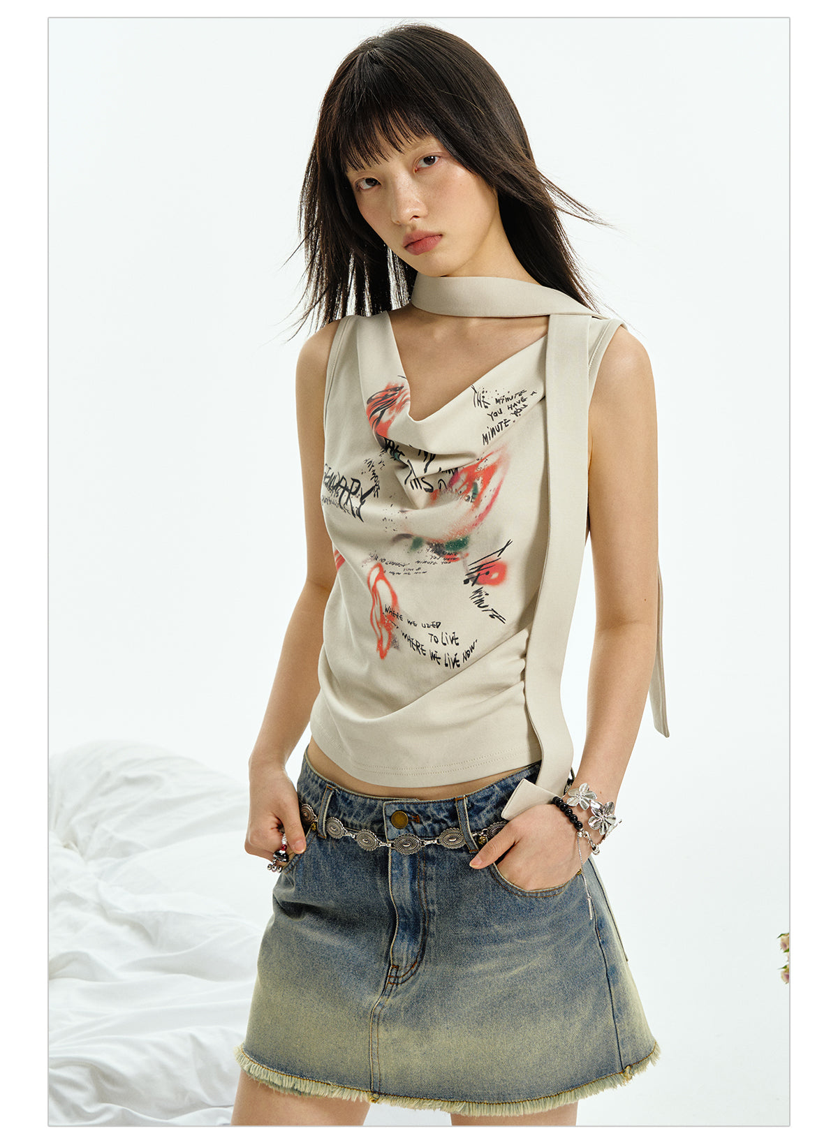 Sleeveless Shirt Floral Pattern T-Shirt