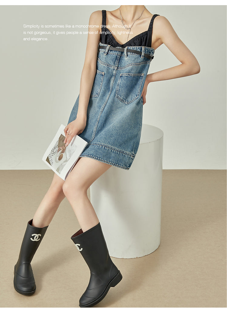 Denim Suspender Dress