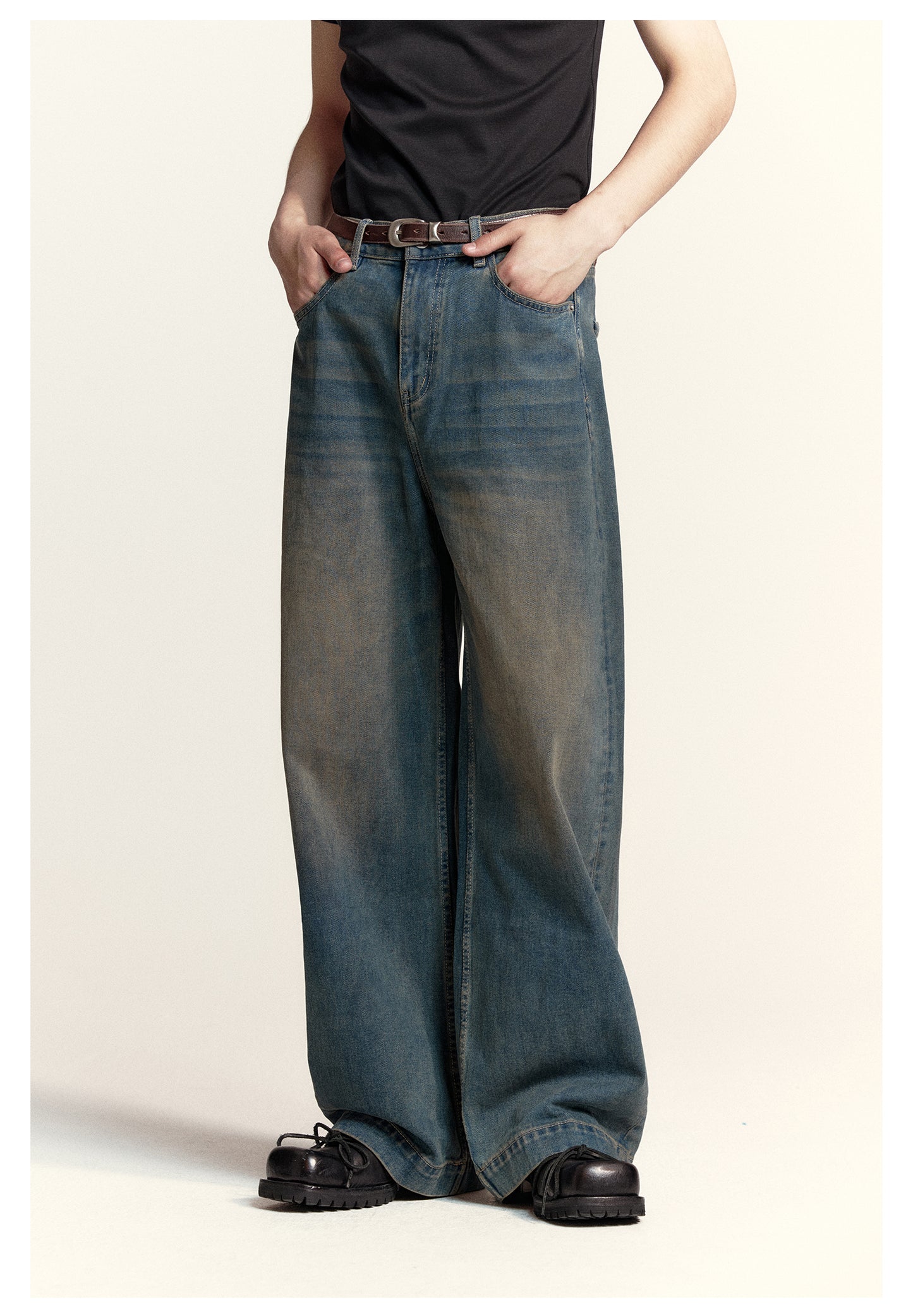 Loose Straight Wished Retro Denim Pants