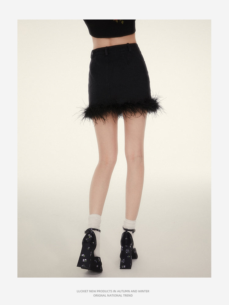 Feather high-end A-line skirt