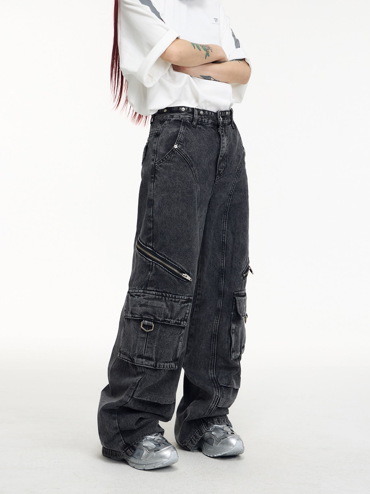 Multi-pocket Washed Denim Overalls