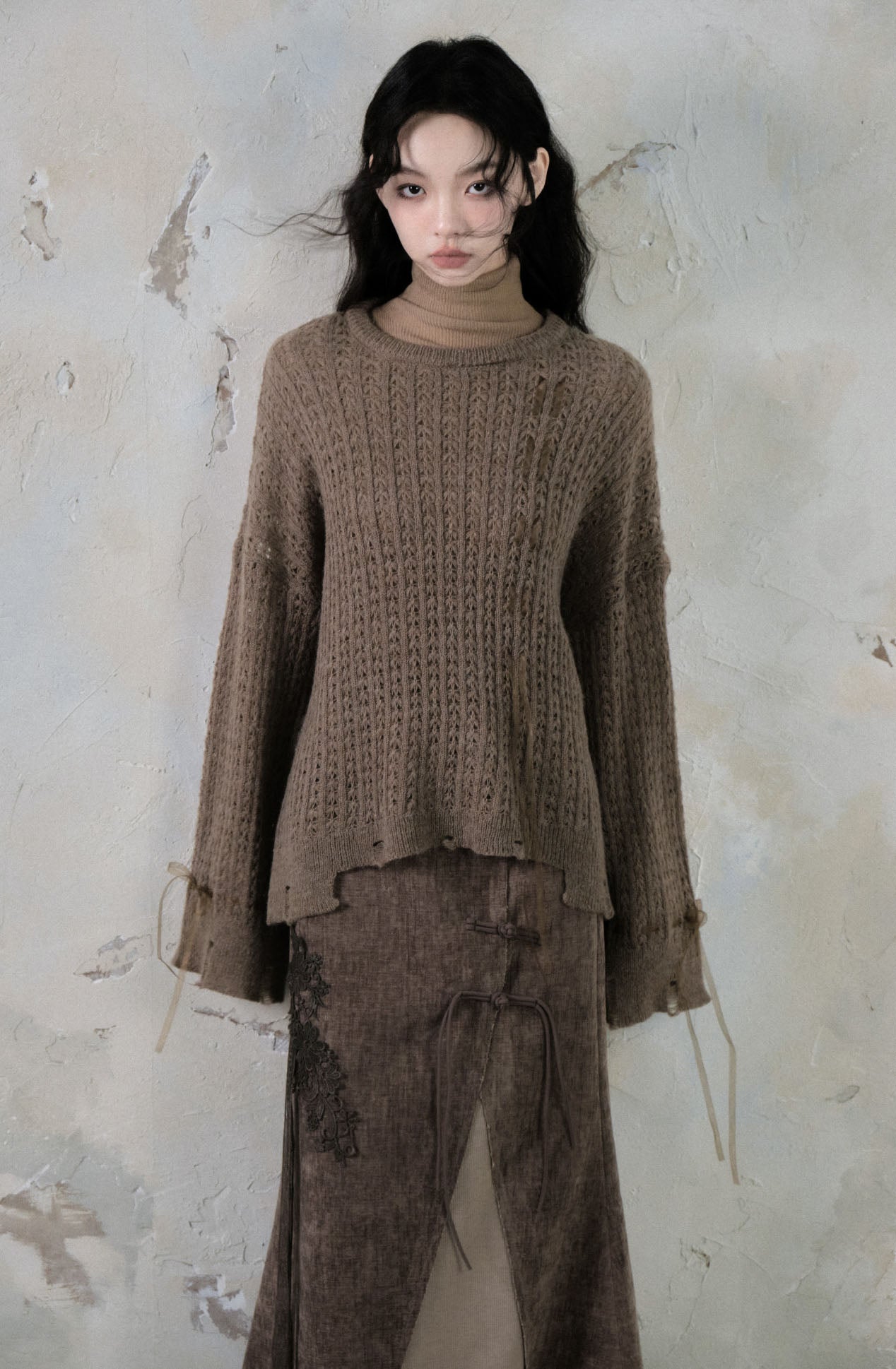 Mountain Smoke Mohair Perforated Loose Sweater