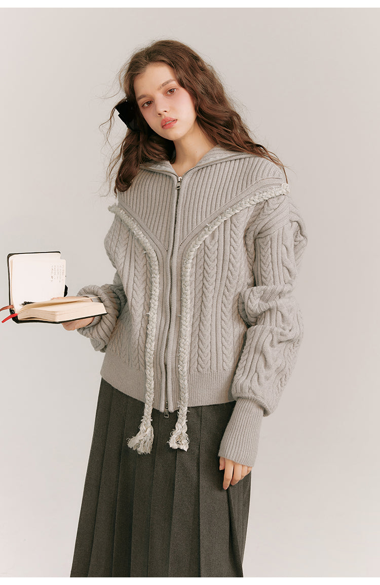 Loose Fit Front Zip Knit