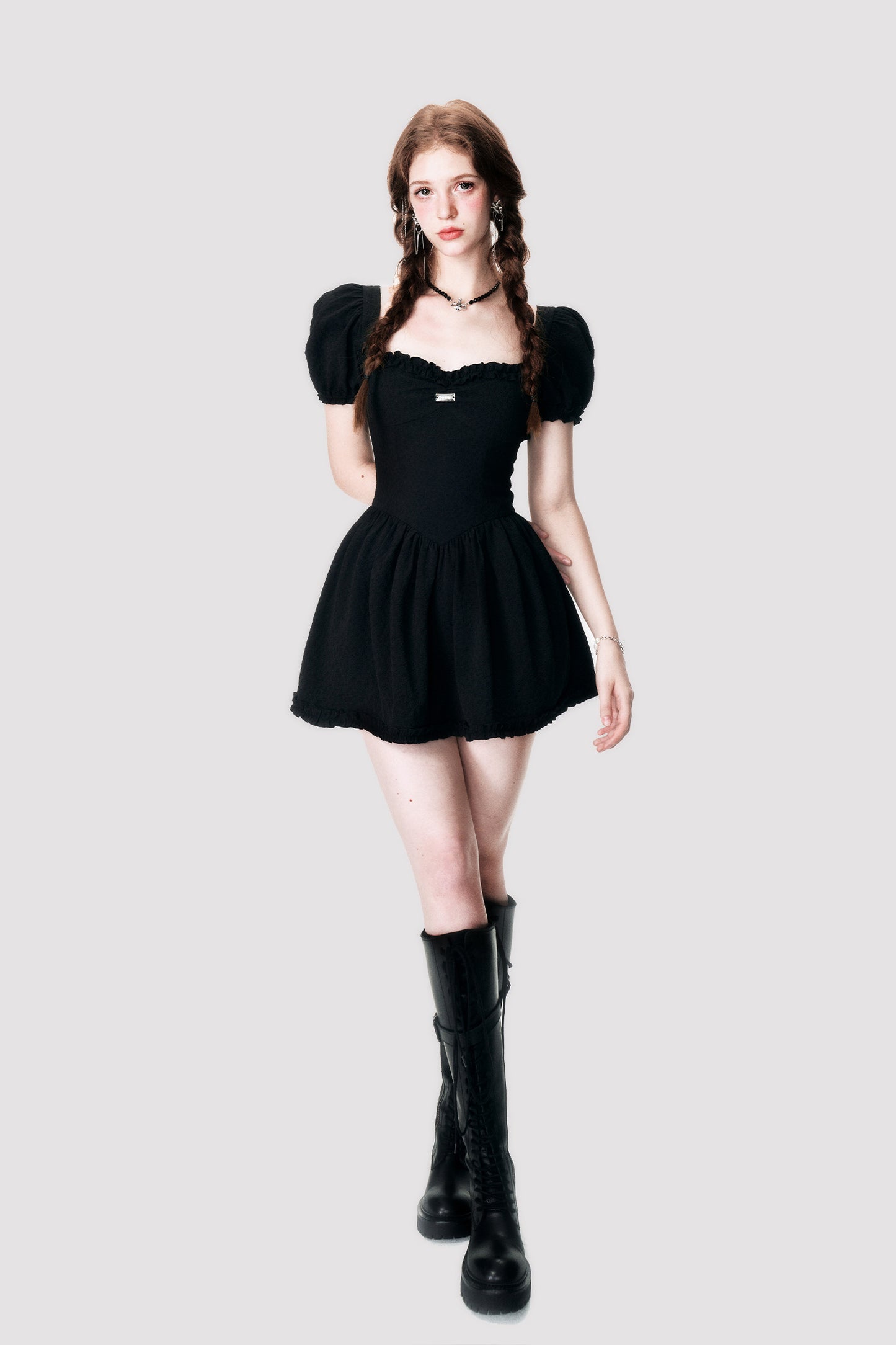 Square Neck Sleeve Short Length One-piece