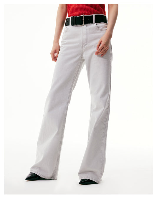 Slim fit flared white denim pants