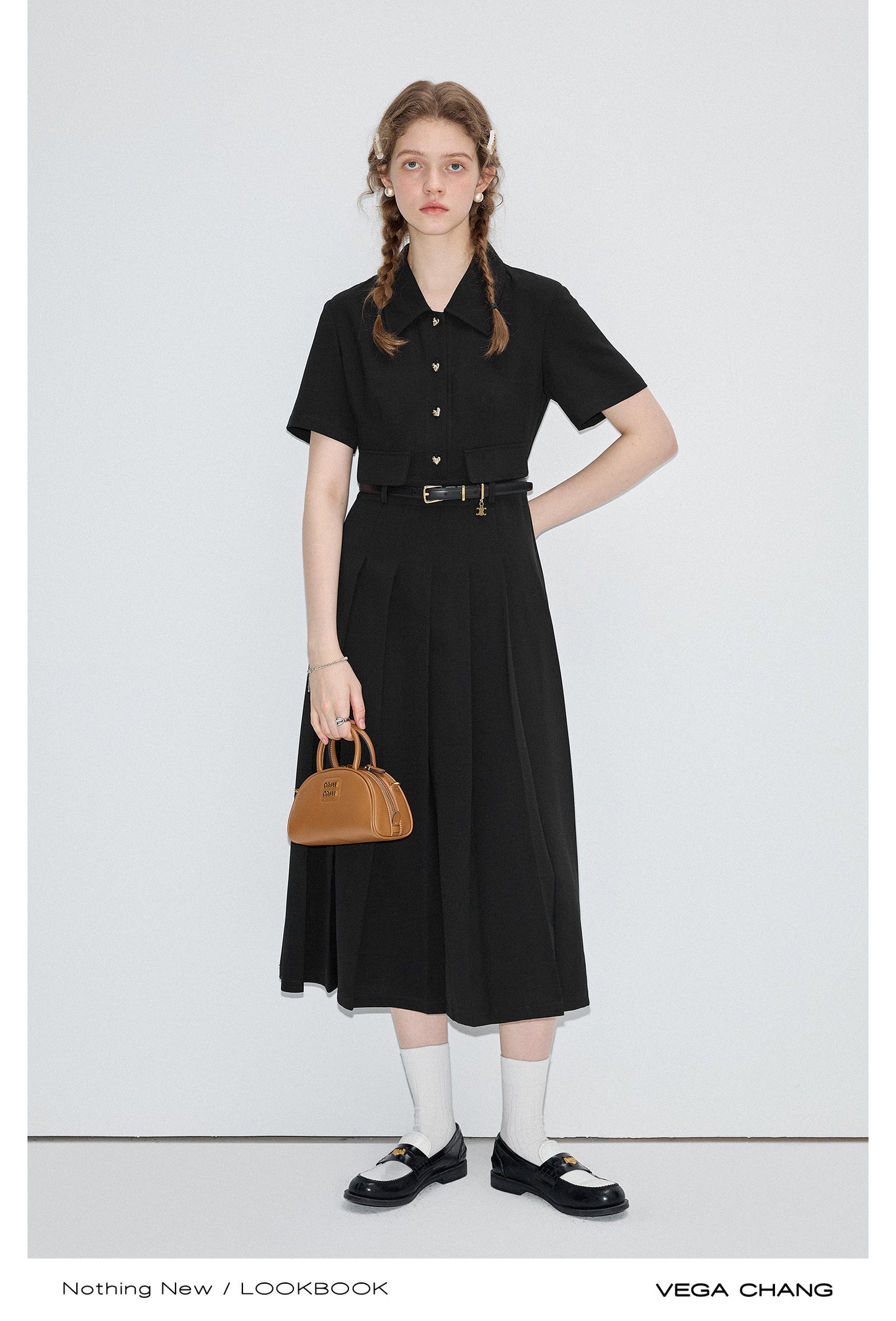 Pleated shirt dress