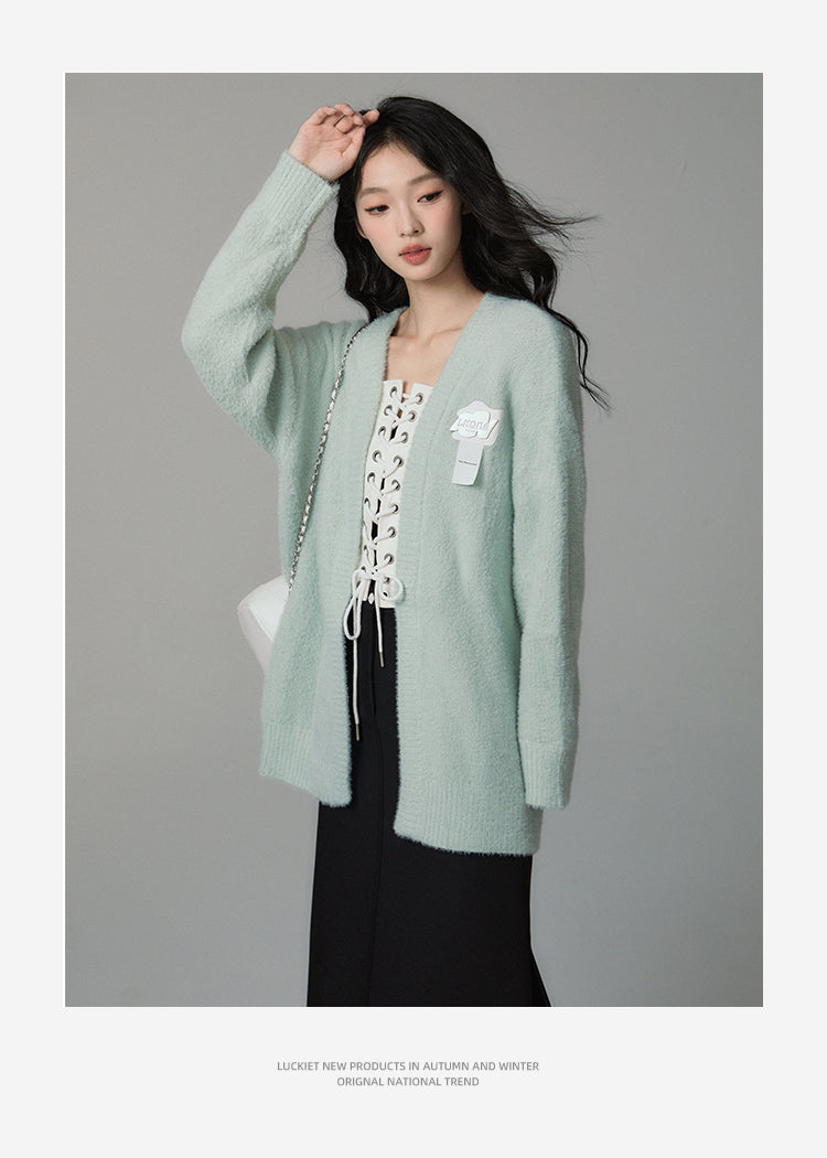 Sweet mint soft loose cardigan