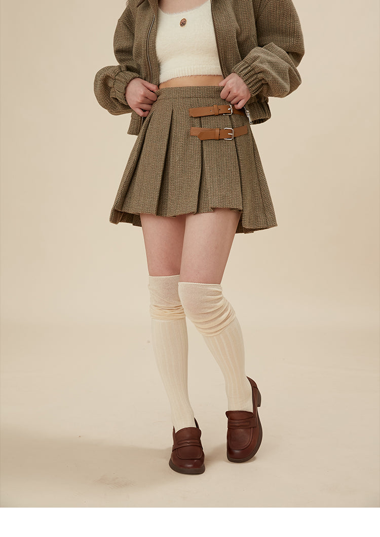 British formal short jacket & short pleated skirt setup