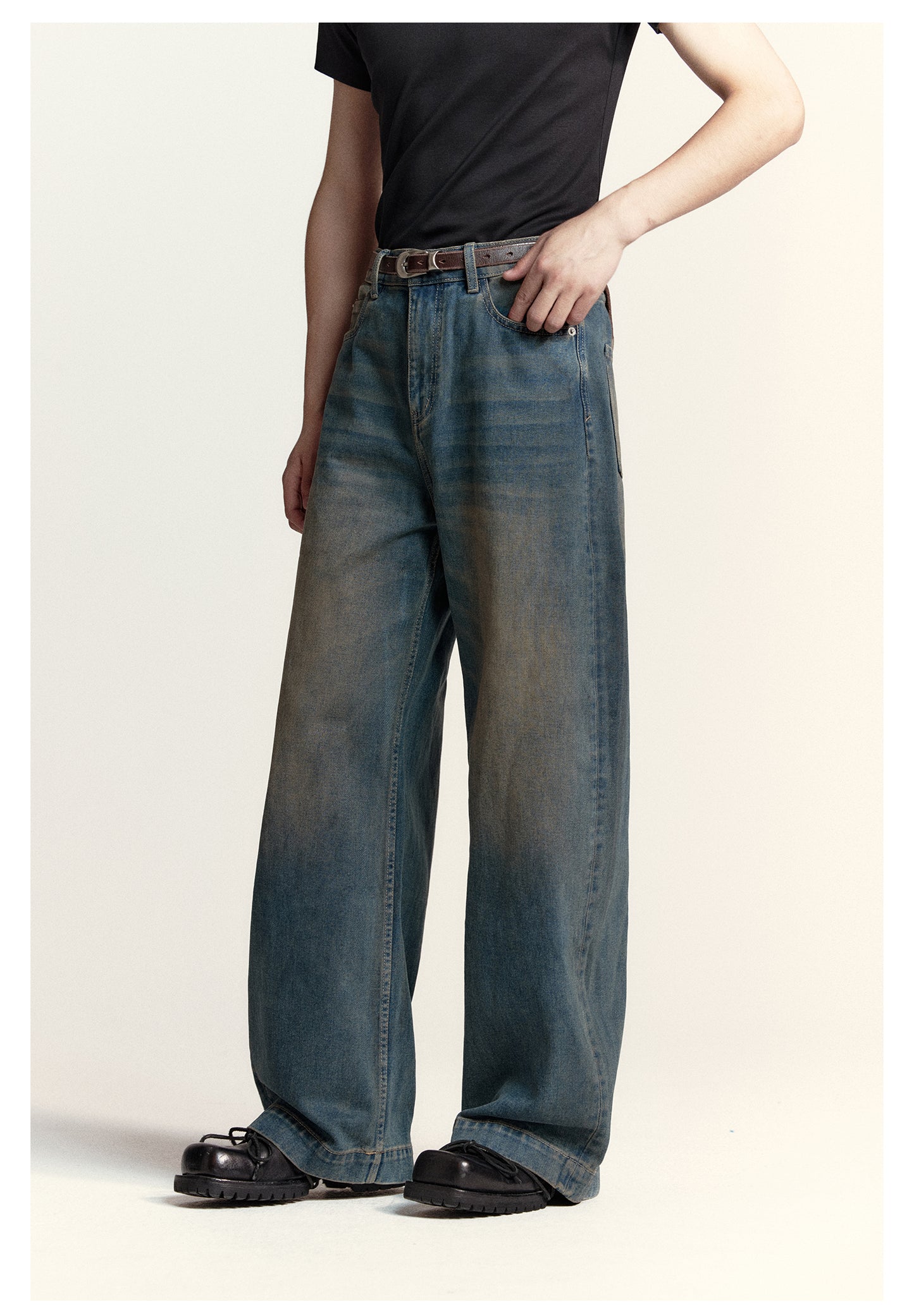 Loose Straight Wished Retro Denim Pants