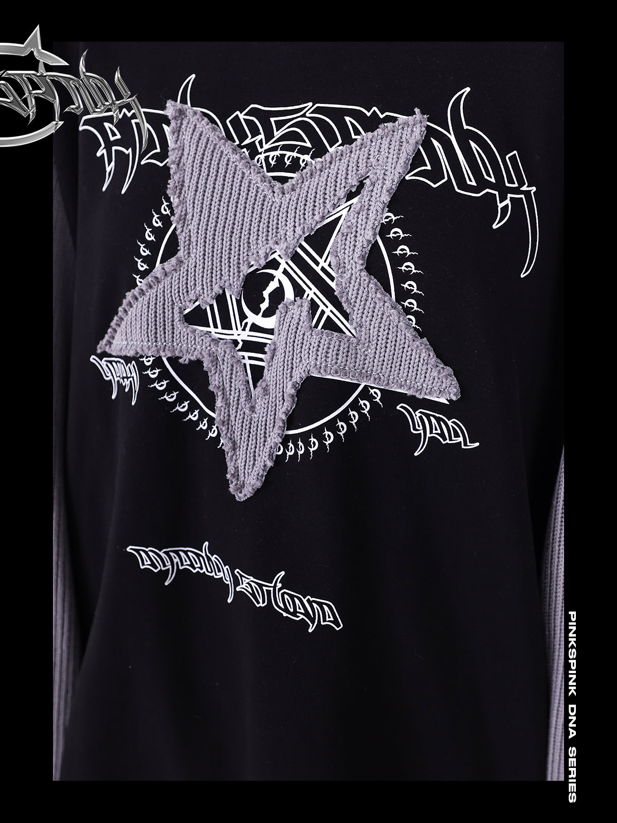 Raglan Sleeve Star Design Damaged Sweatshirt