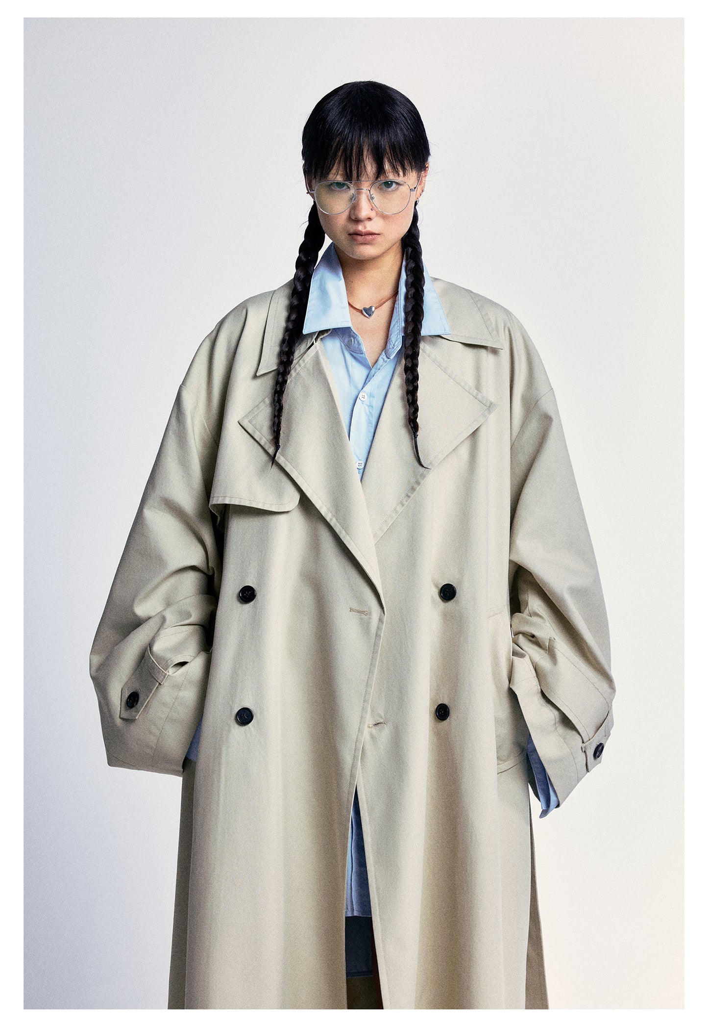 Oversized long length wide sleeve trench coat