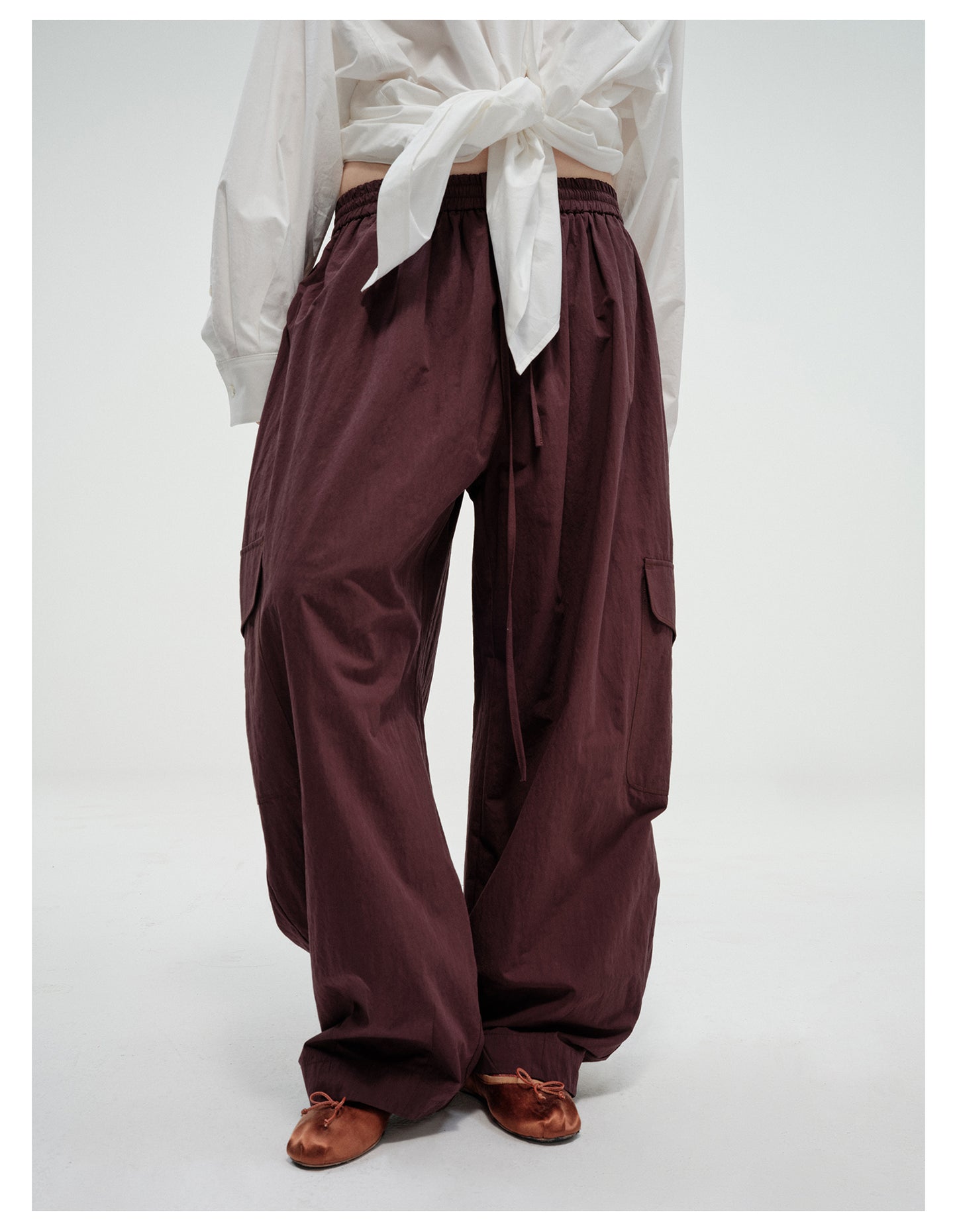 Wide leg loose fit casual cargo pants