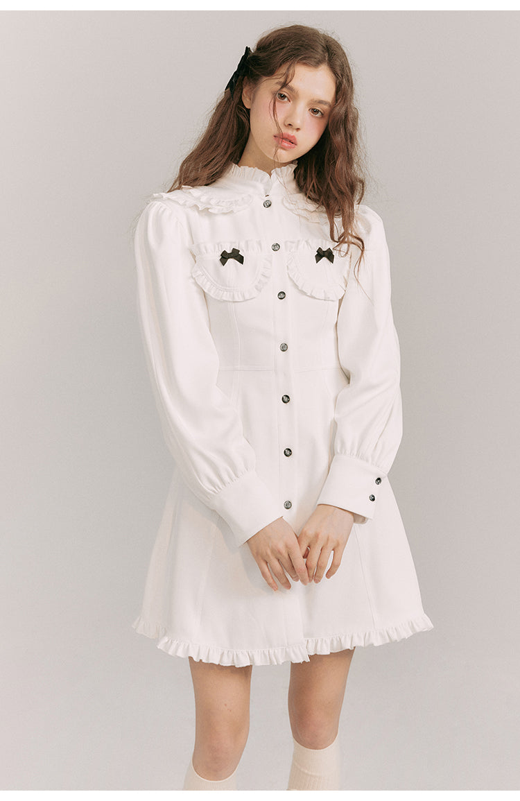 French Girly Slim Fit Shirt Dress