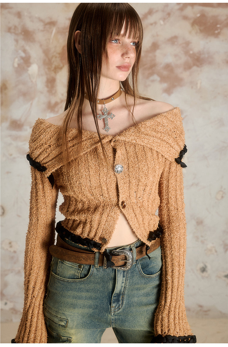 Slimming Lapel Design Knit Top