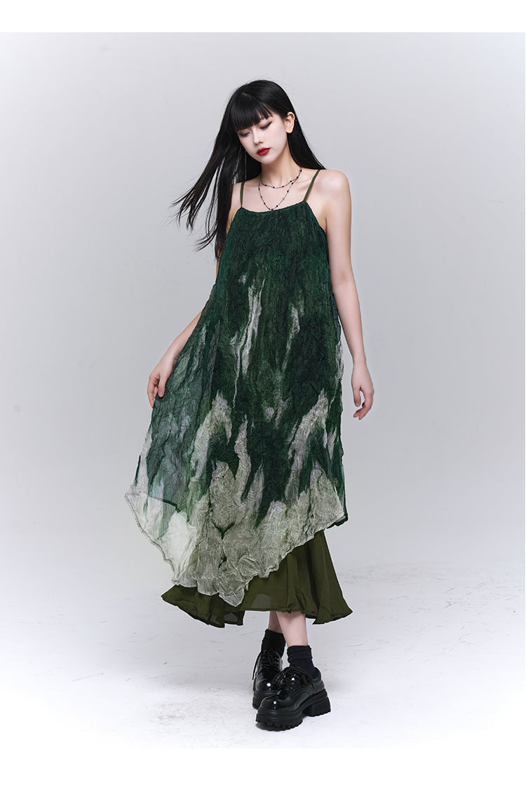 Suspender tie-dye pattern Dresses