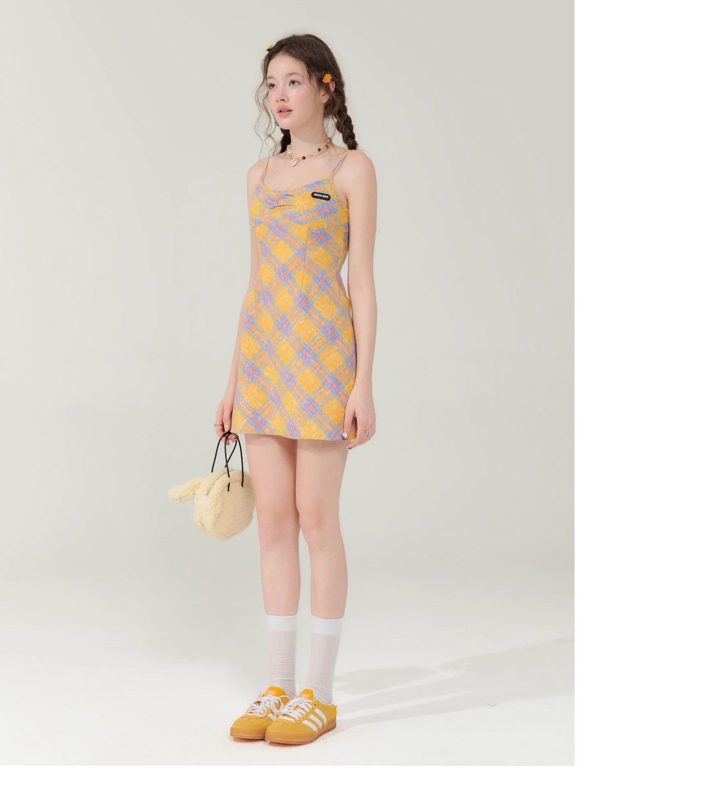 Checkered Slim Suspender Dress