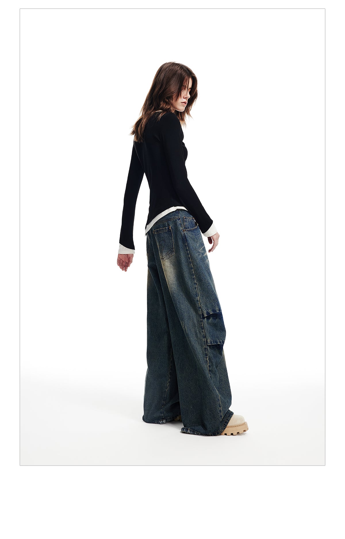 Retro-wash wide-leg jeans