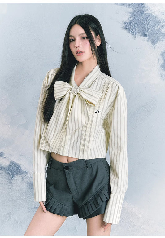 Short length front ribbon stripe shirt