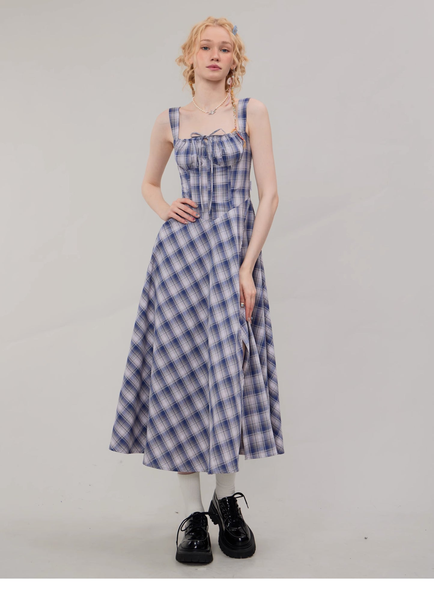 Suspender Plaid Dress