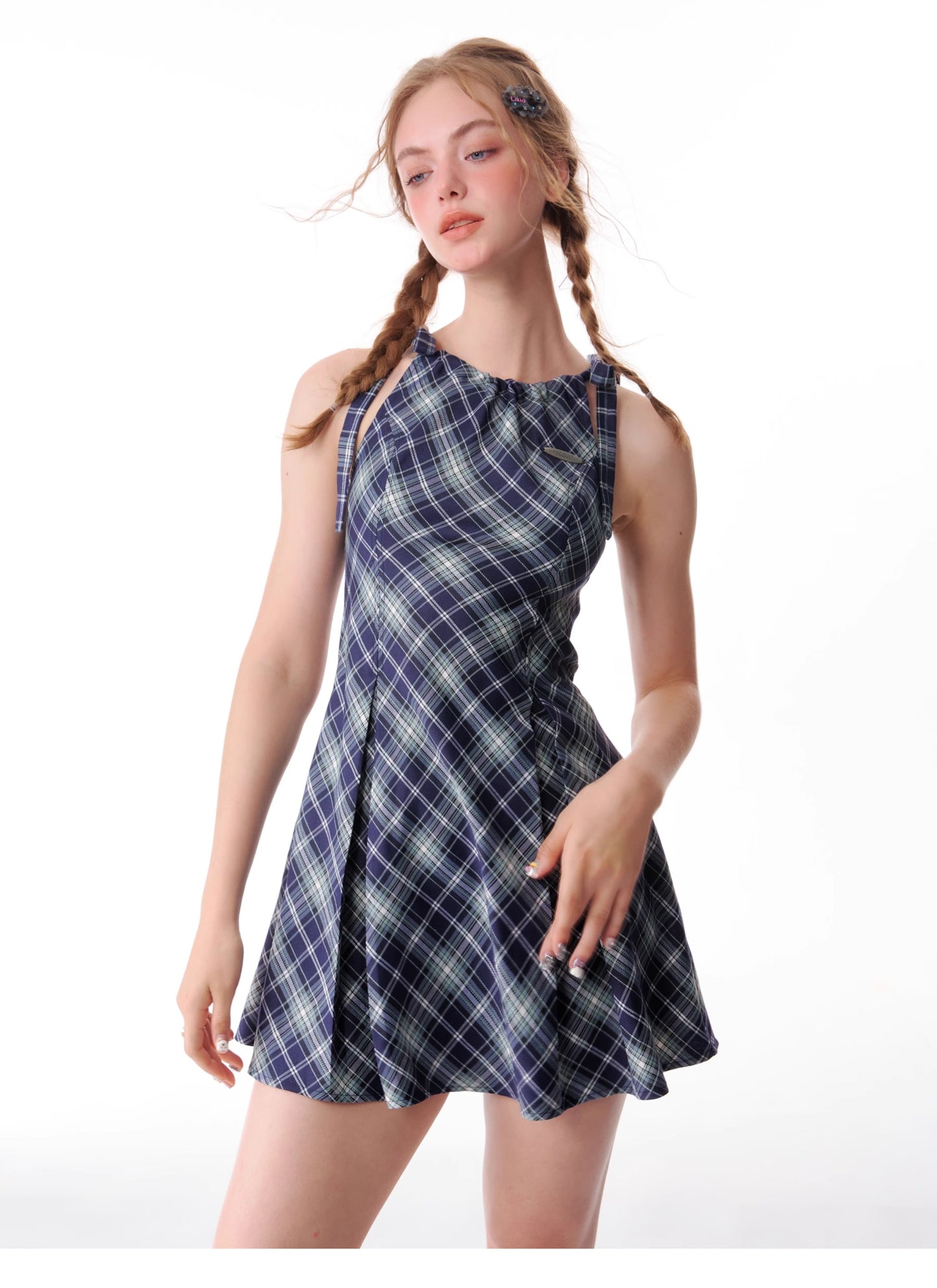 Checkered Suspender Dress