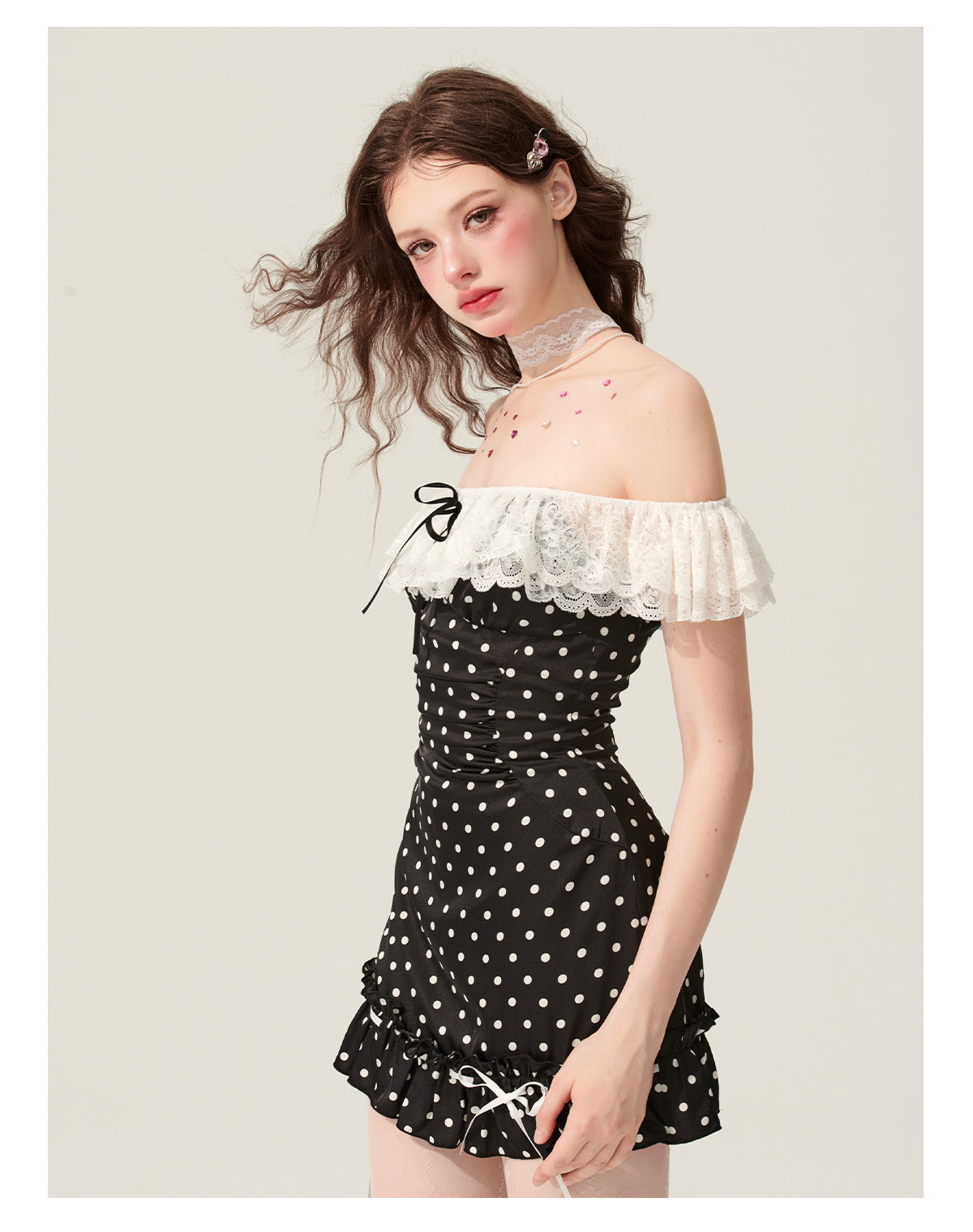 One Shoulder Polka Dot Dress