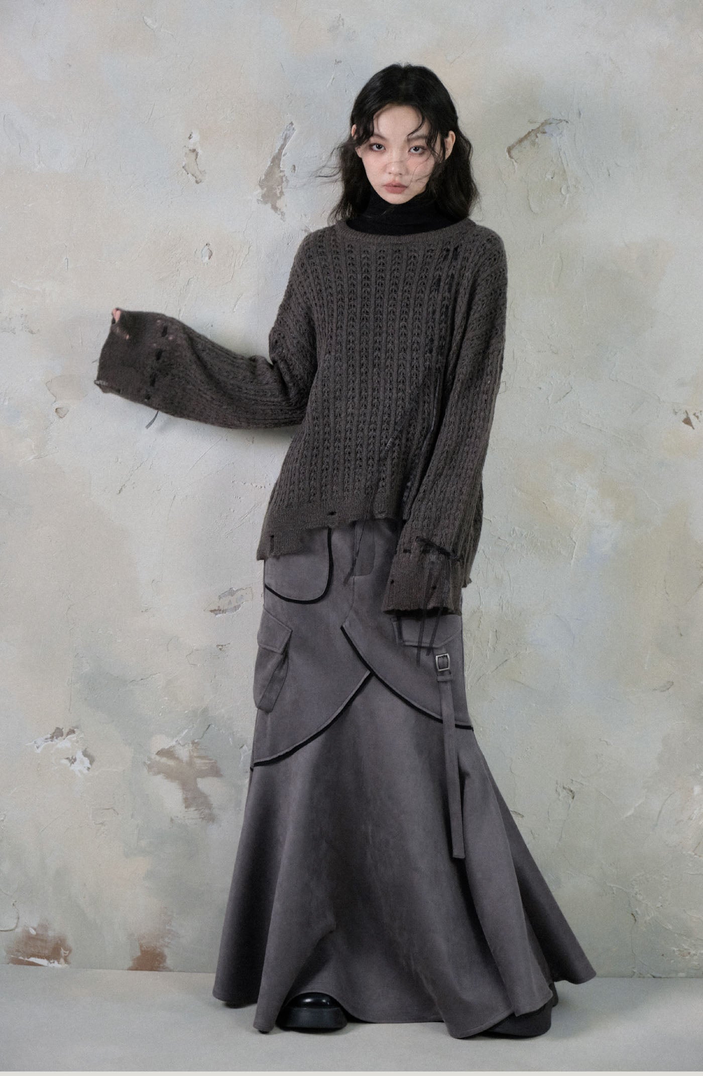 Mountain Smoke Mohair Perforated Loose Sweater