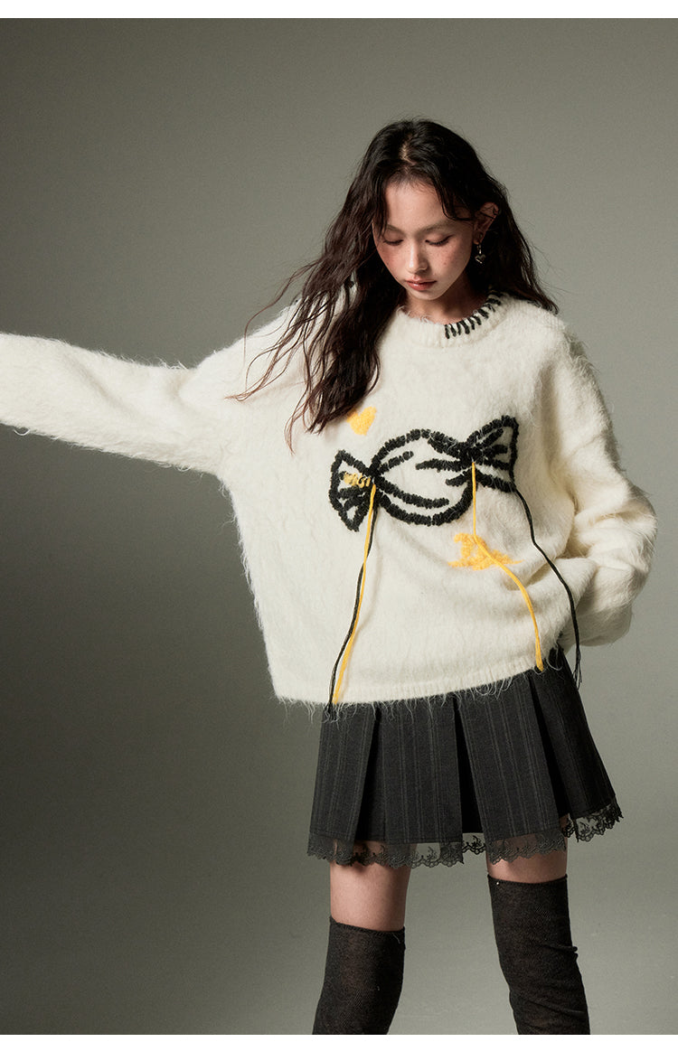 Loose Fit Candy Embroidery Knit