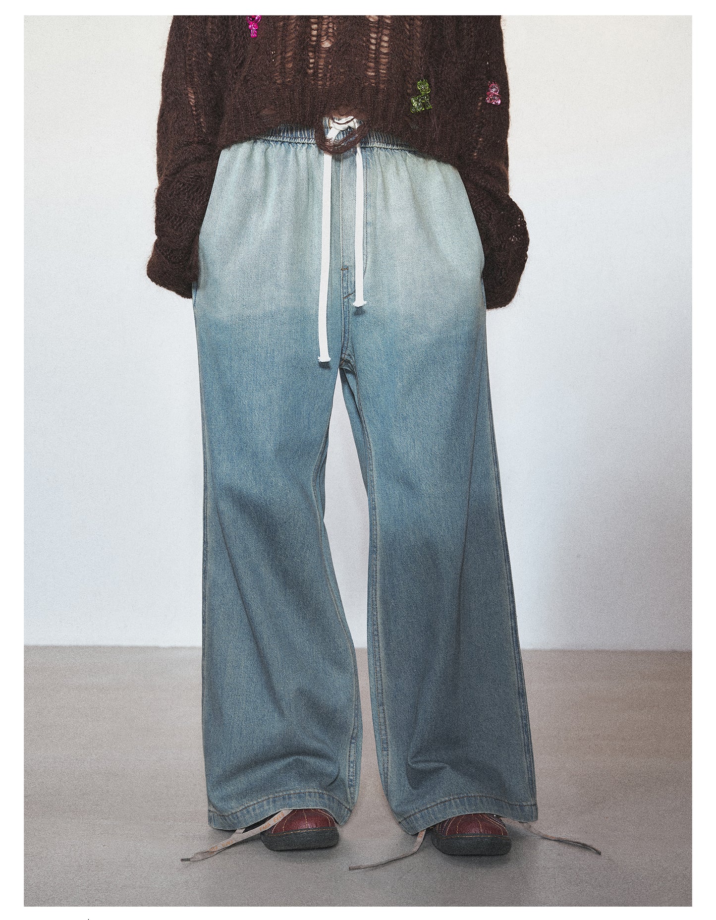 Retro Damaged Gradient Denim Pants