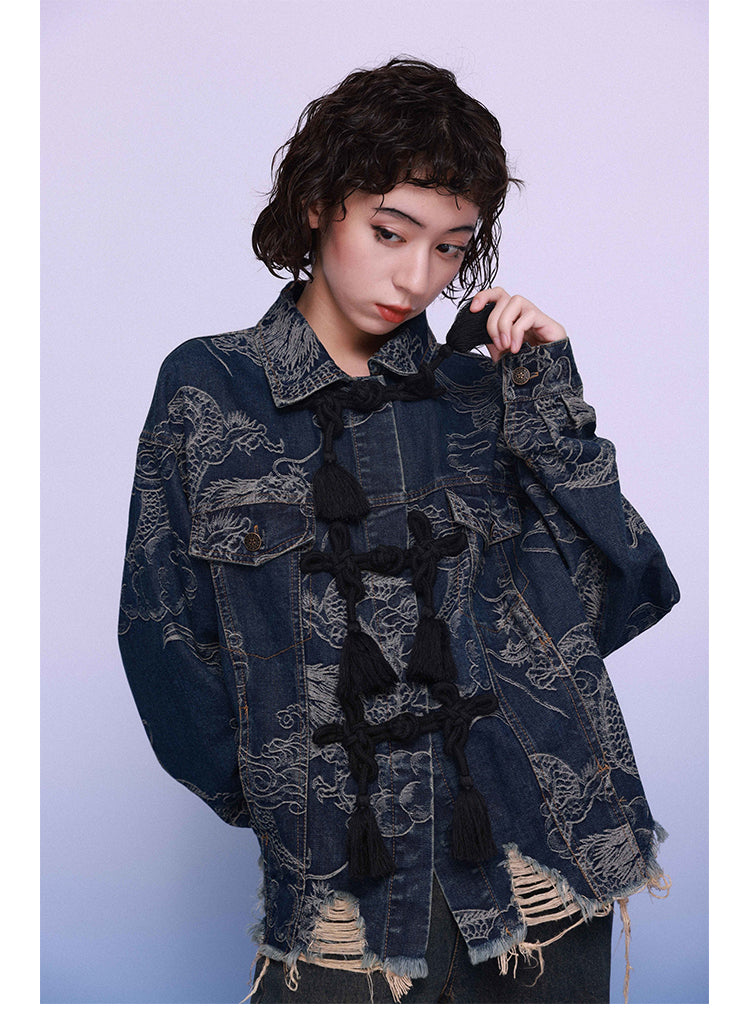 China Retro Damaged Denim Jacket