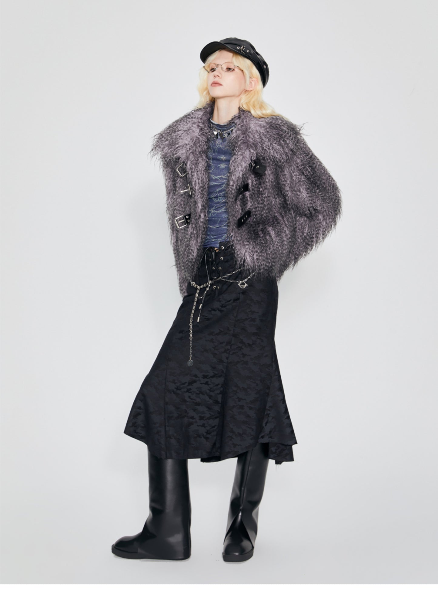 Retro short length fur coat jacket