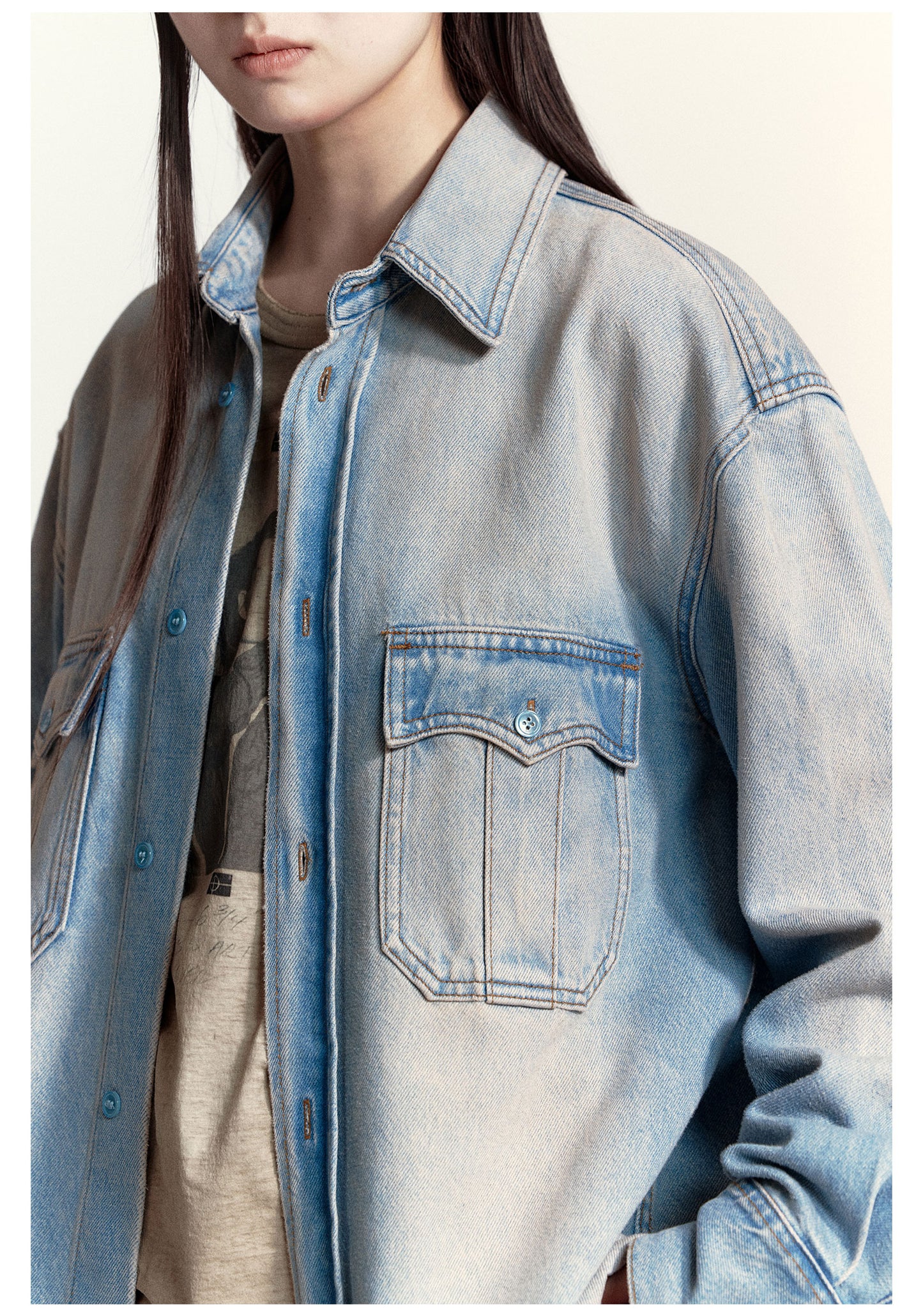 Washed gradient denim shirt