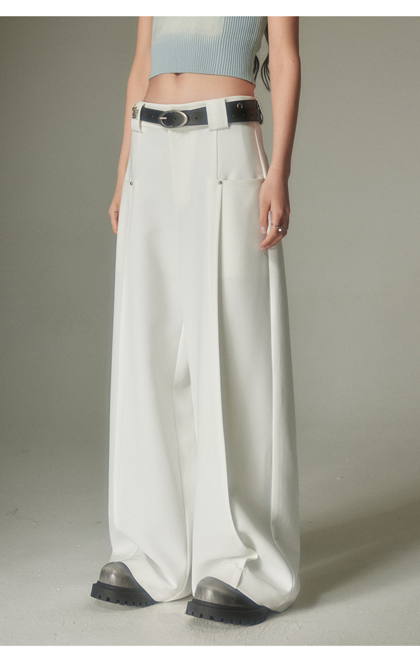 Wide Leg Straight Draped Pants