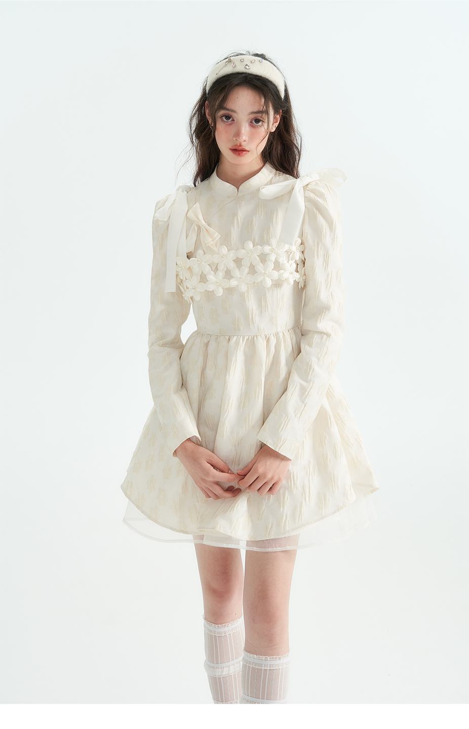 Chinese-Style White Short Skirt Dresses