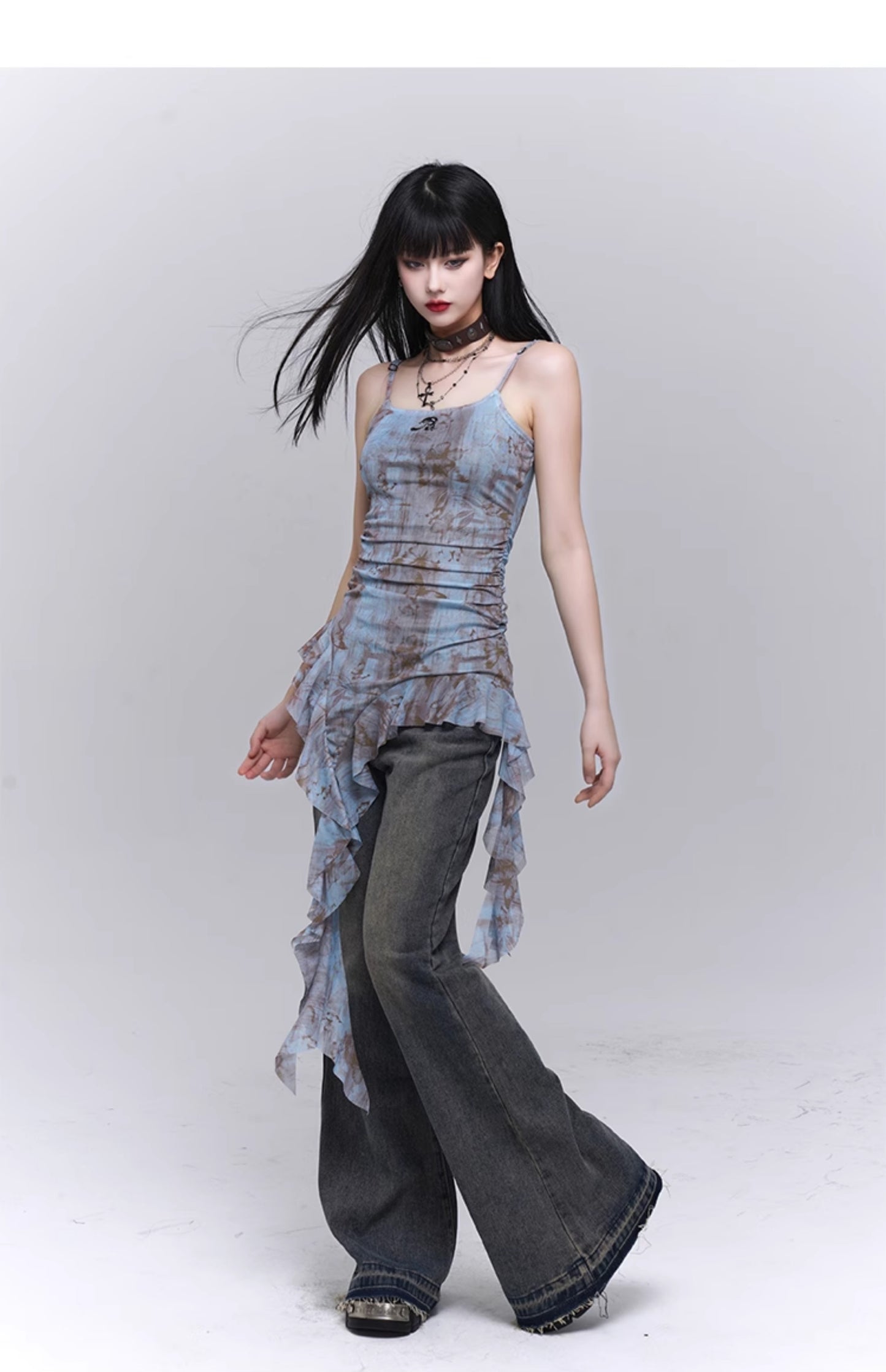 High-end design ruffled camisole