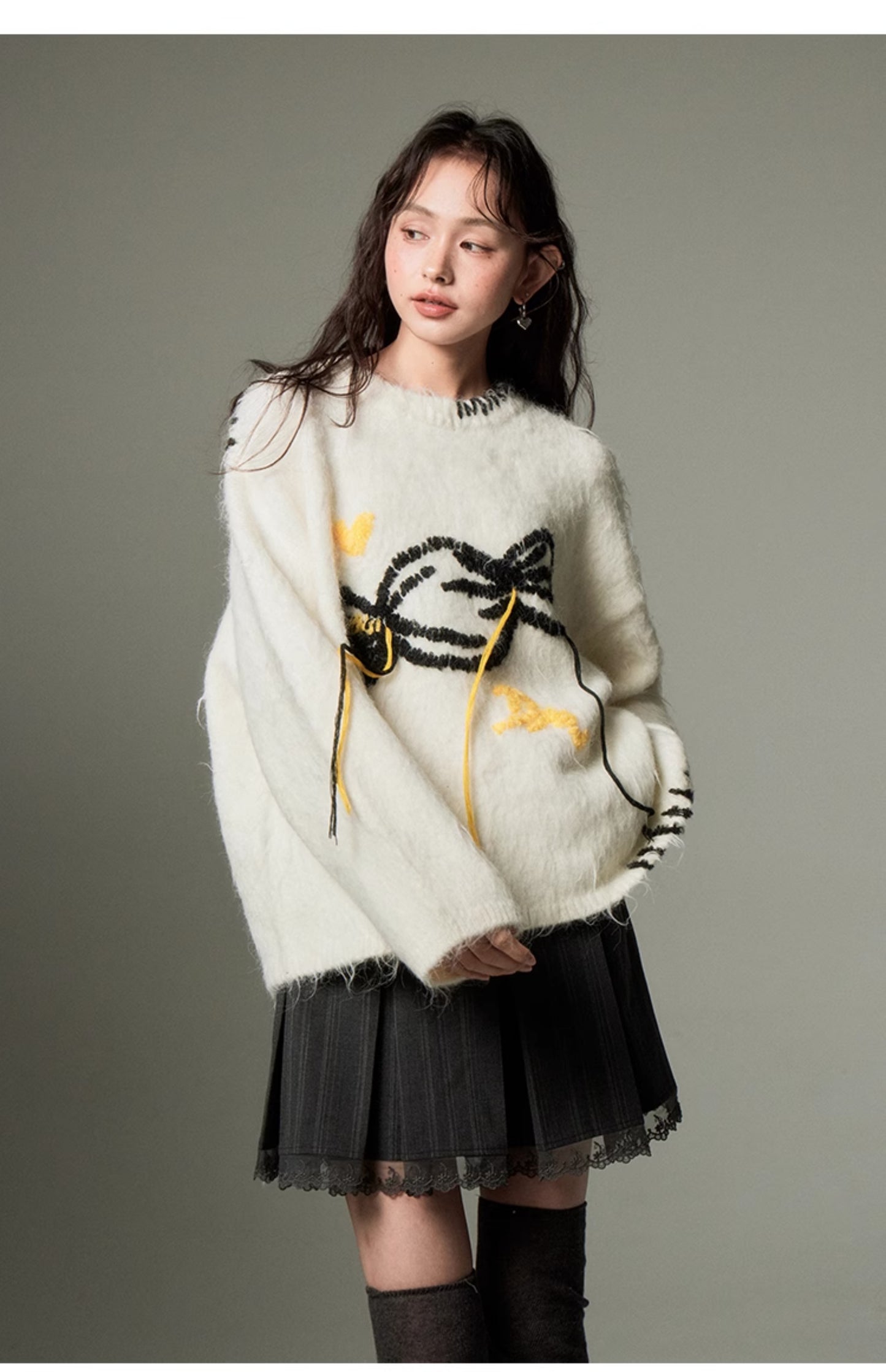 Loose Fit Candy Embroidery Knit