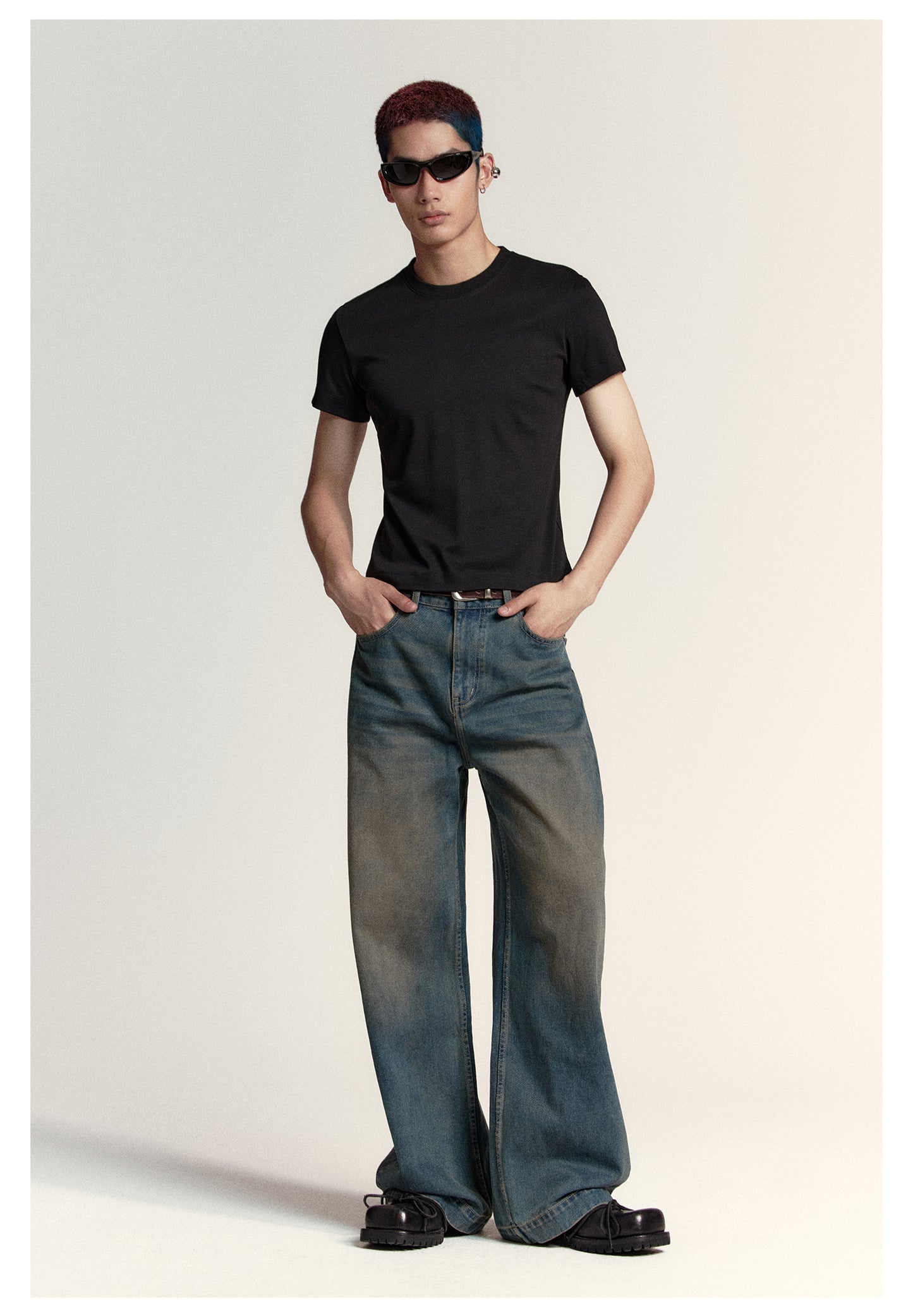 Loose Straight Wished Retro Denim Pants