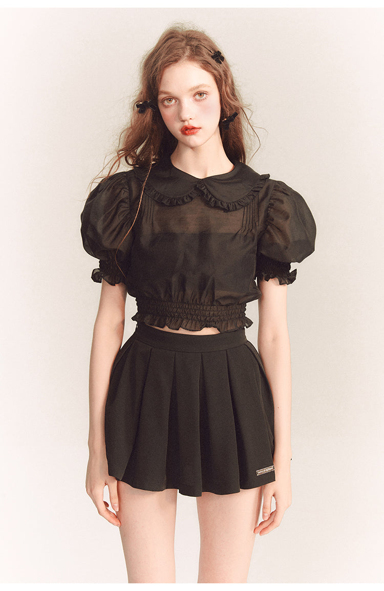 See-through Frilly Short Length Blouse