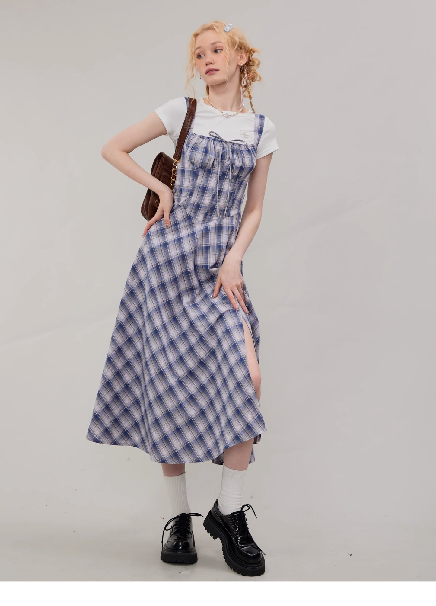 Suspender Plaid Dress