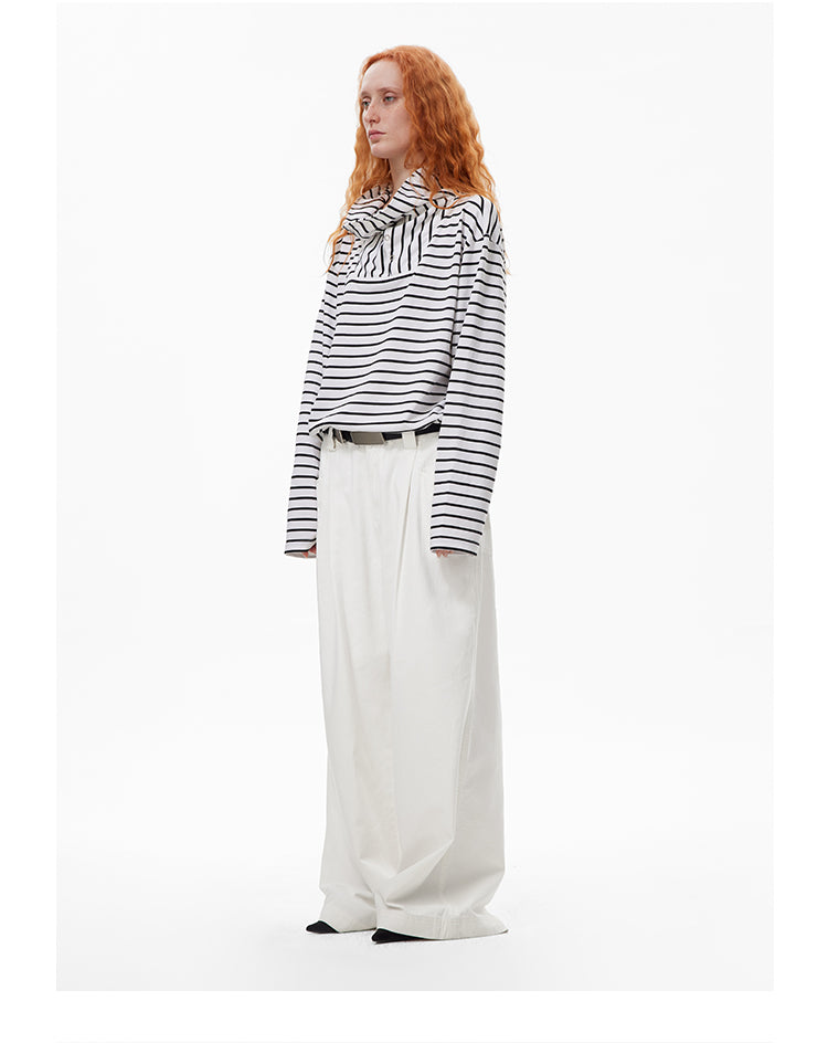 Oversized loose fit white casual pants