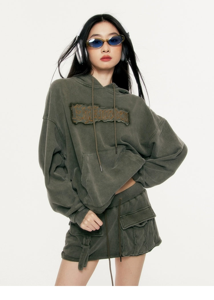 Military Green Sweatshirt Loose Sweatshirt Setup