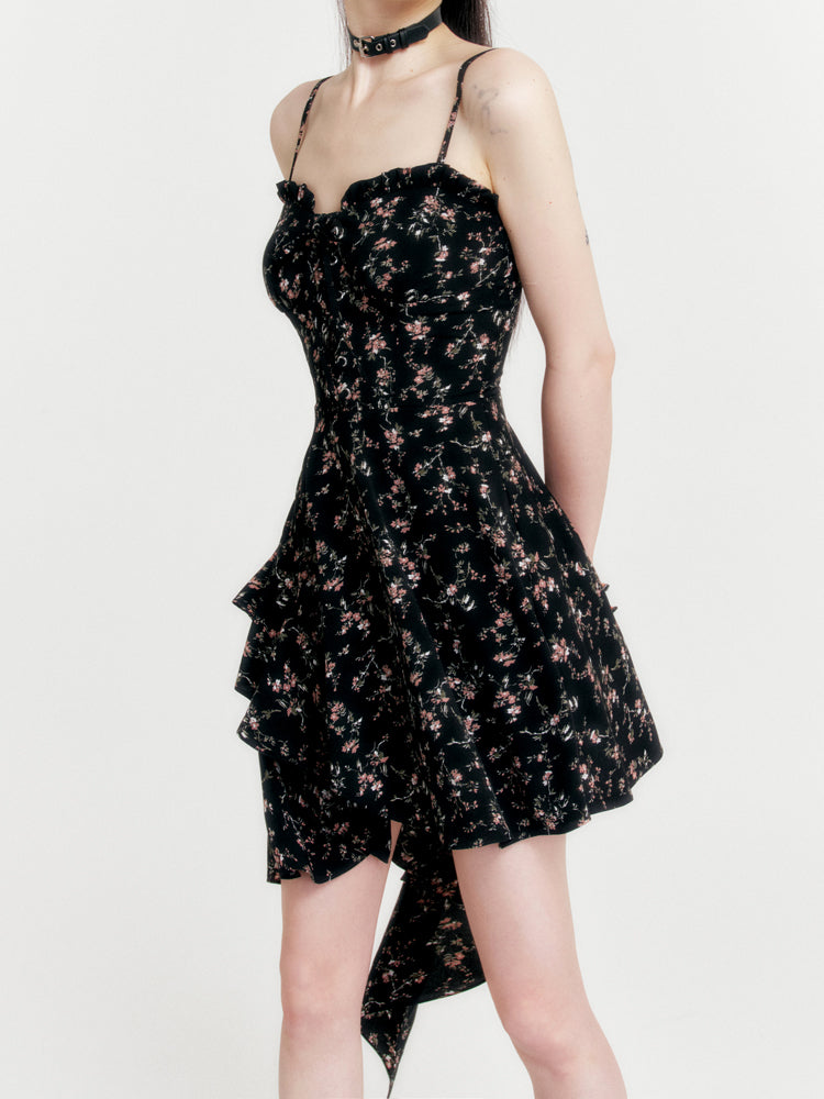 Floral Slim Suspender Dress