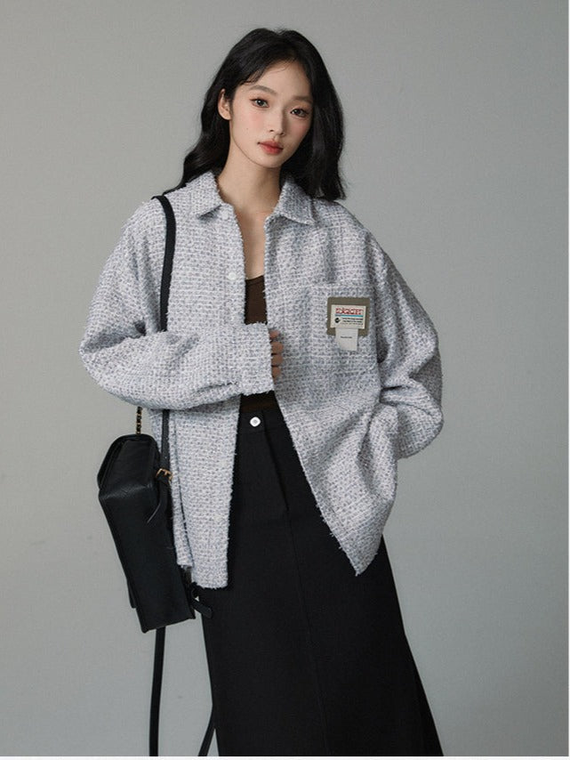 purple and gray korean style casual jacket