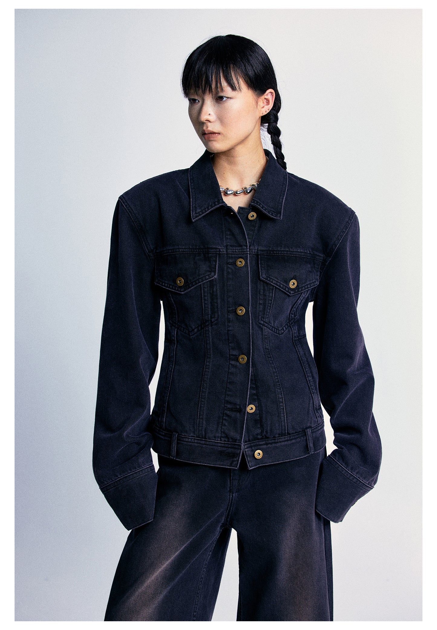 Slim Waist Design Denim Jacket